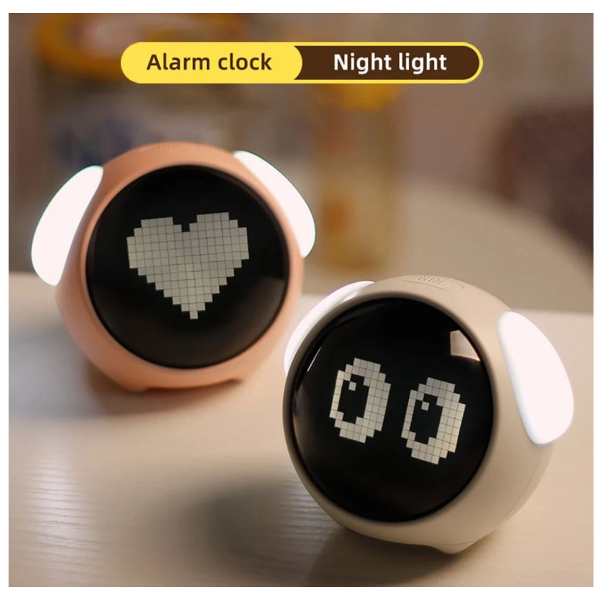 Reloj Despertador Emoji Infantil | Luz Nocturna · Repetición Agitando · 2 Alarmas