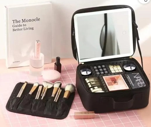 Cosmetiquera con Luz LED | Espejo Iluminado · 3 Modos de Luz · Portátil