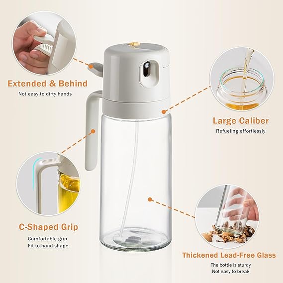Dispensador de Aceite Spray | Pulverización en Niebla · Acero Inoxidable · Sin Derrames